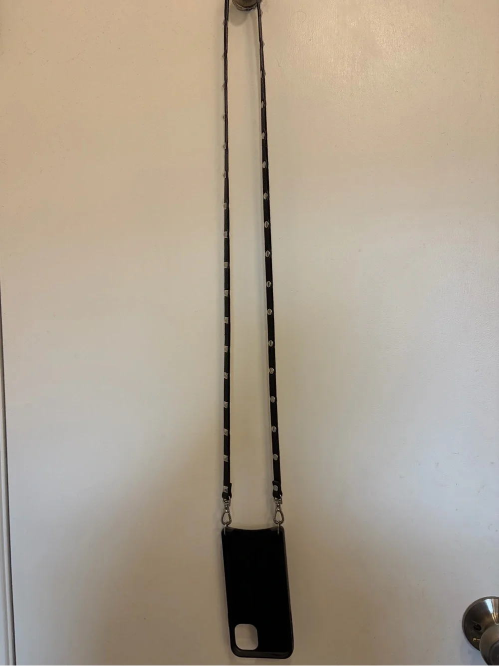 Bandolier Black Leather Crossbody Phone Case - iPhone 11